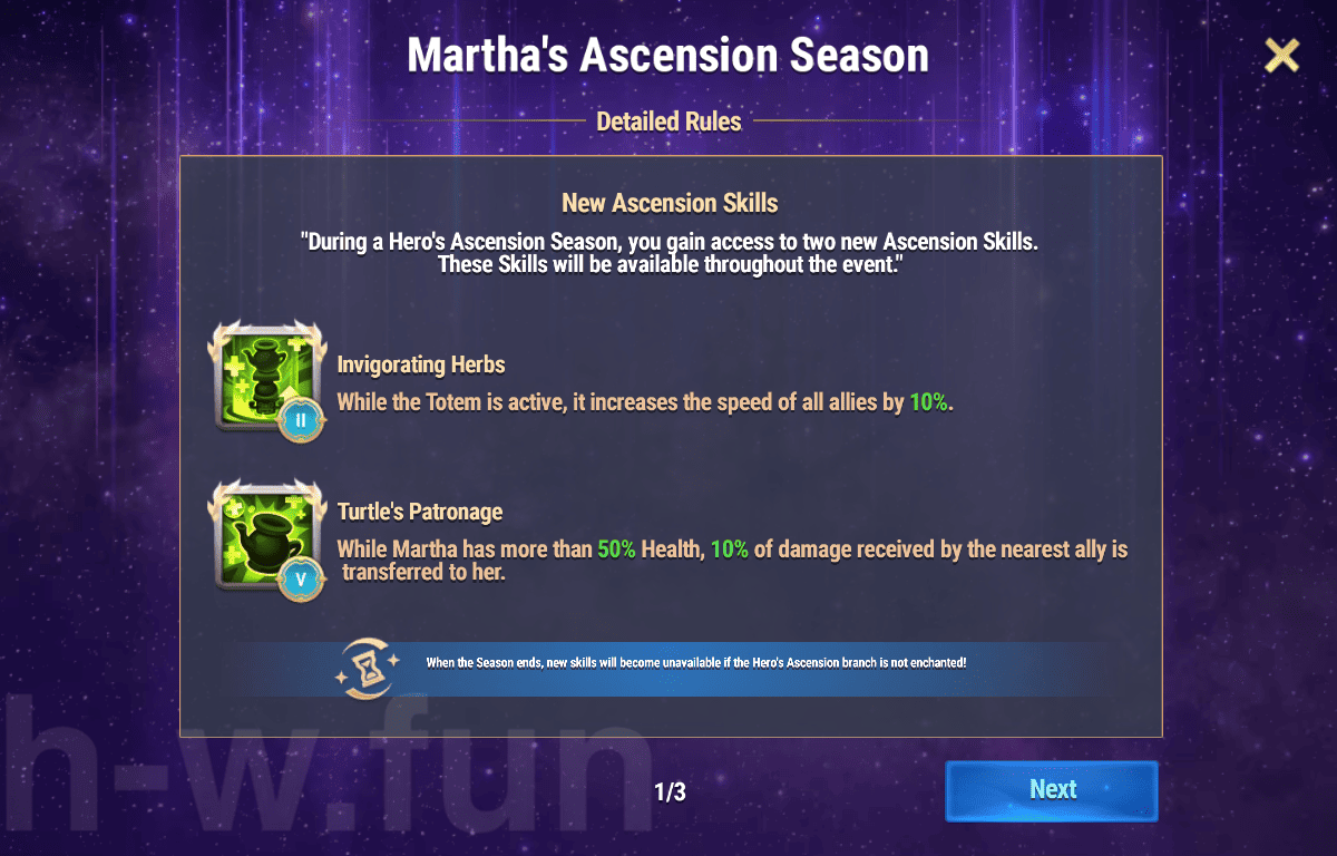 [Hero Wars Guide] Martha Ascension Season