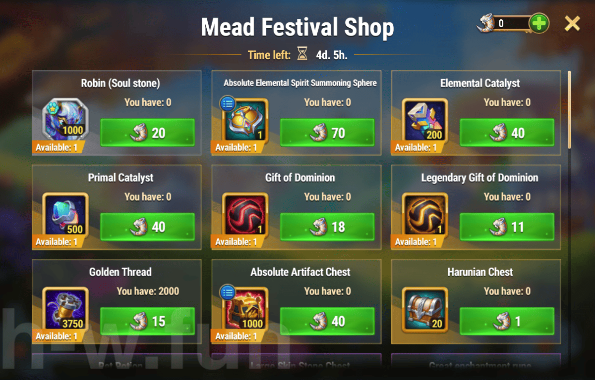 [Hero Wars Guide] Mead Festival Shop