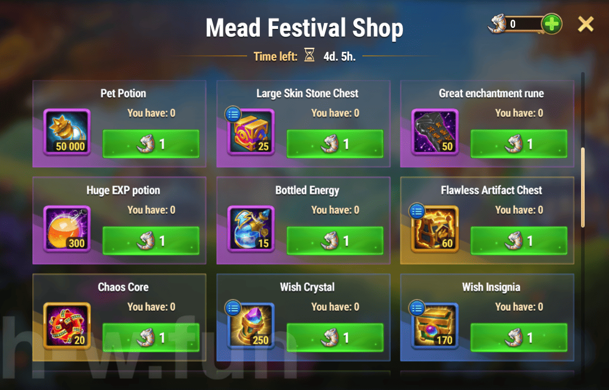 [Hero Wars Guide] Mead Festival Shop