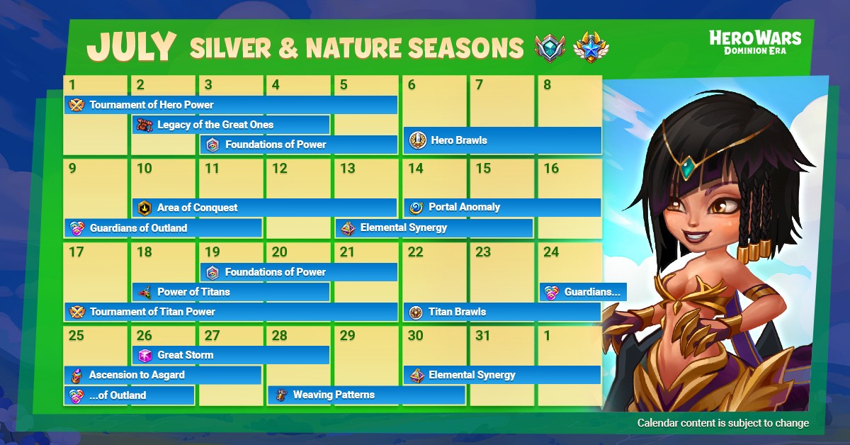 [Hero Wars] 2025 July events calendar