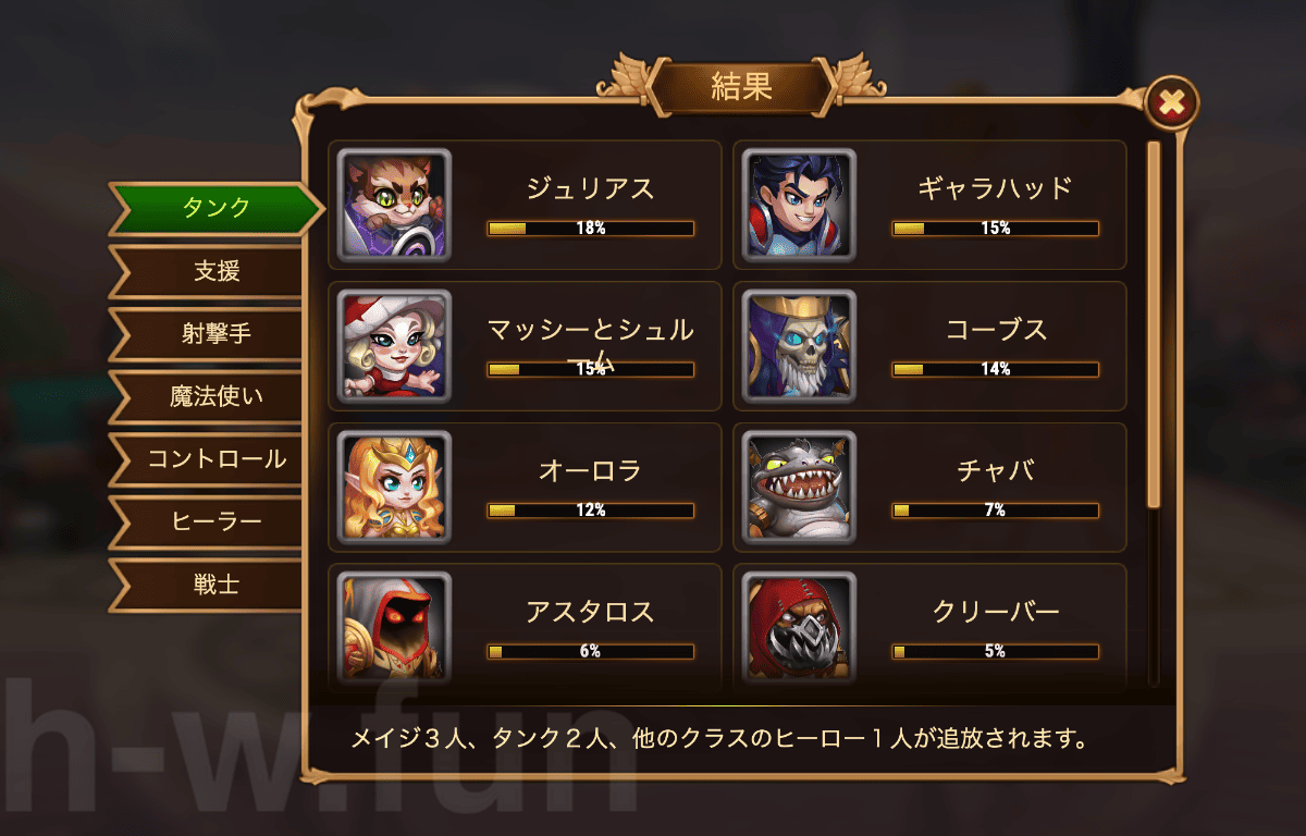 [Hero Wars攻略]宇宙バトル#14投票結果
