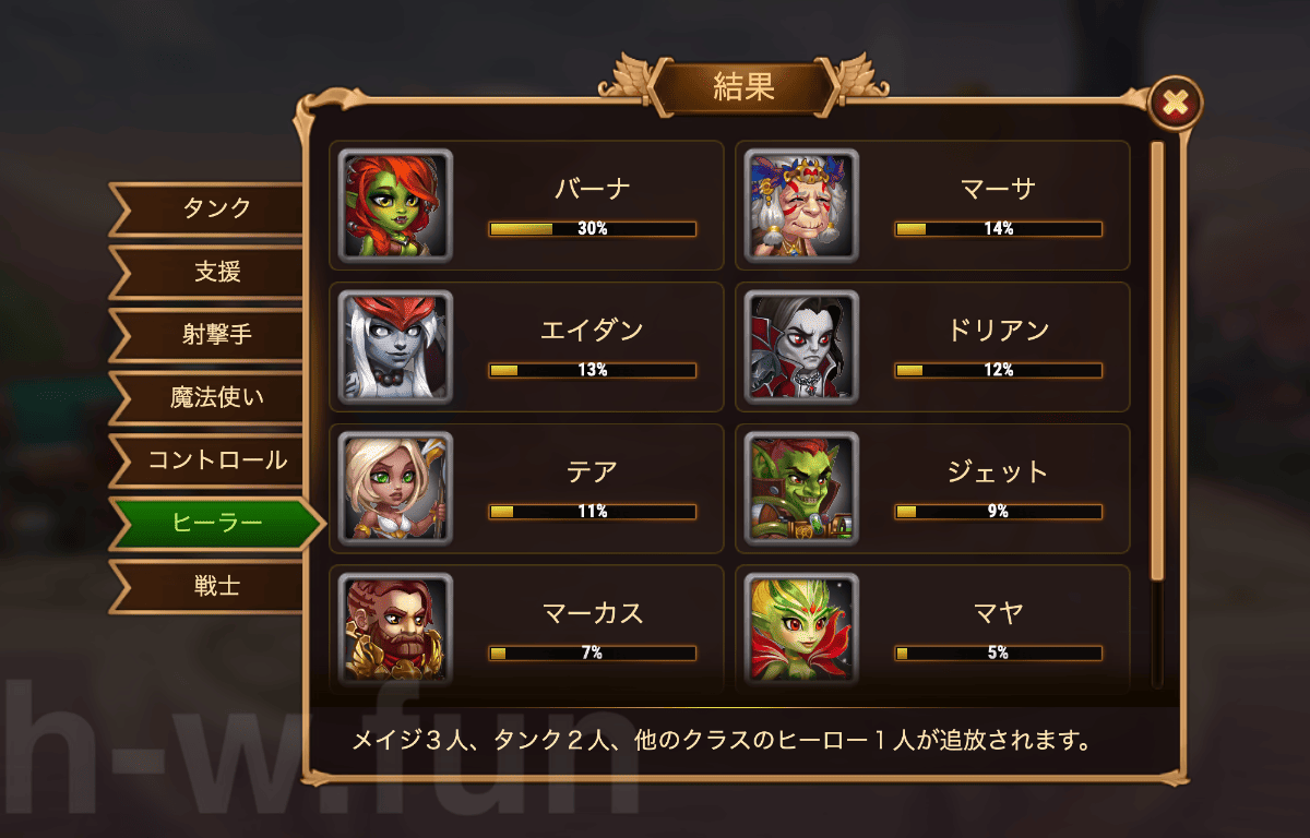 [Hero Wars攻略]宇宙バトル#14投票結果