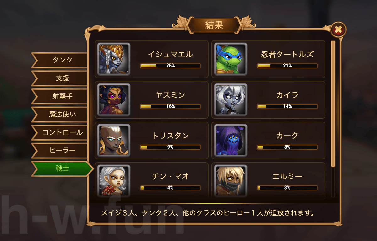 [Hero Wars攻略]宇宙バトル#14投票結果