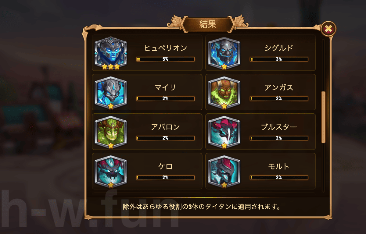 [Hero Wars攻略]宇宙バトル：タイタンエディション #1投票結果