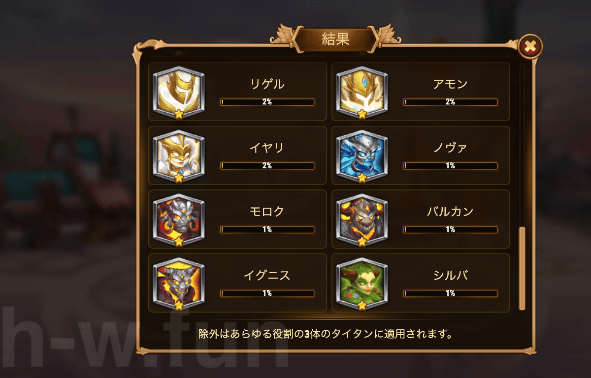 [Hero Wars攻略]宇宙バトル：タイタンエディション #1投票結果