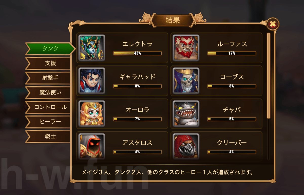 [Hero Wars攻略]宇宙バトル#15投票結果