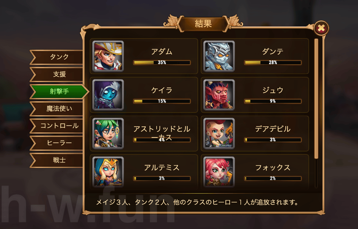 [Hero Wars攻略]宇宙バトル#15投票結果