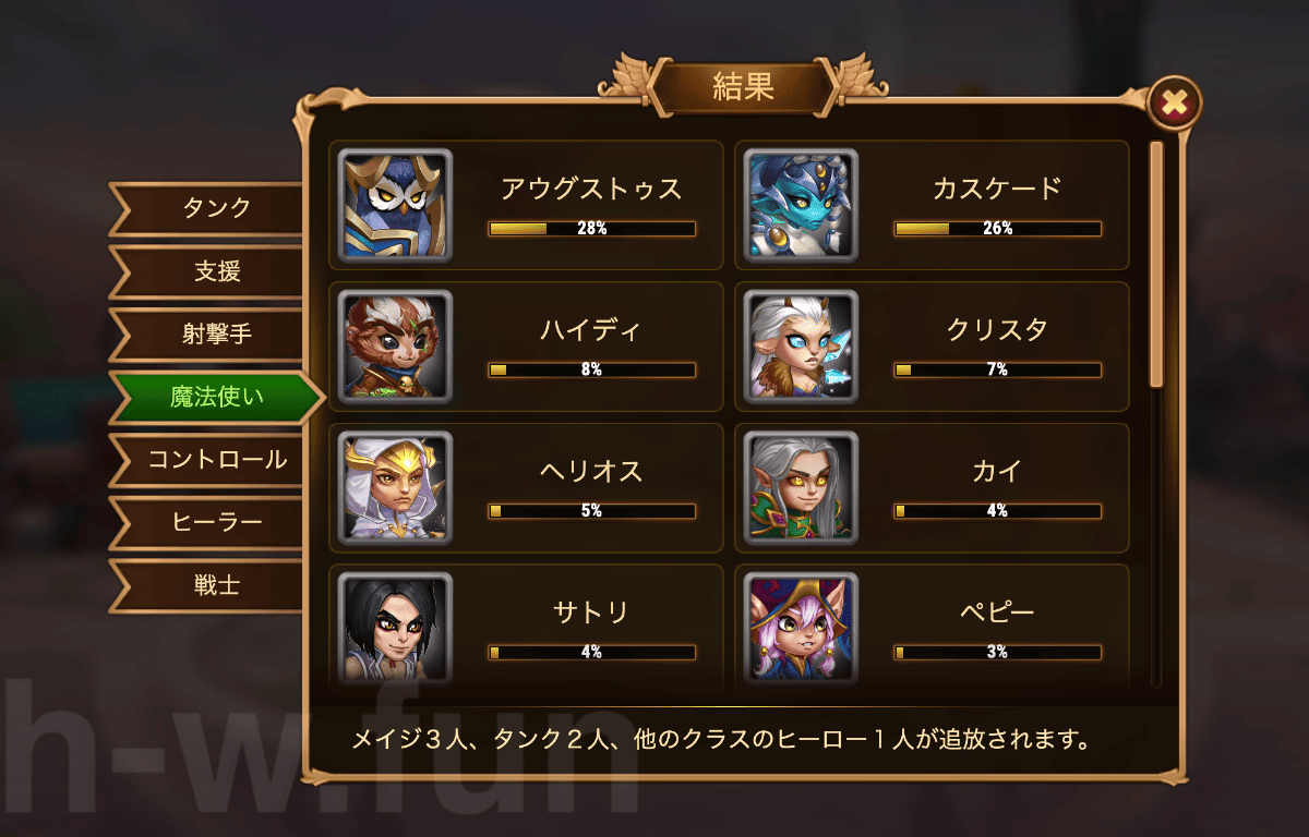 [Hero Wars攻略]宇宙バトル#15投票結果