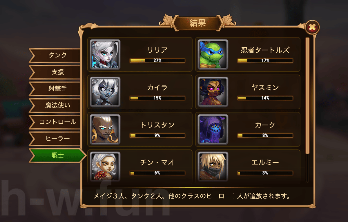 [Hero Wars攻略]宇宙バトル#15投票結果