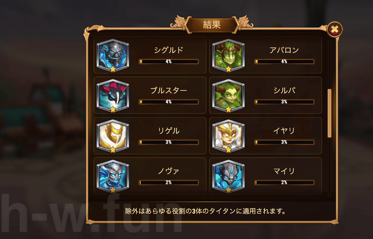 [Hero Wars攻略]宇宙バトル：タイタンエディション #2投票結果