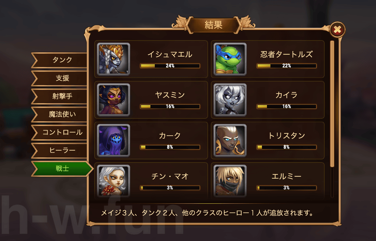 [Hero Wars攻略]宇宙バトル#16投票結果