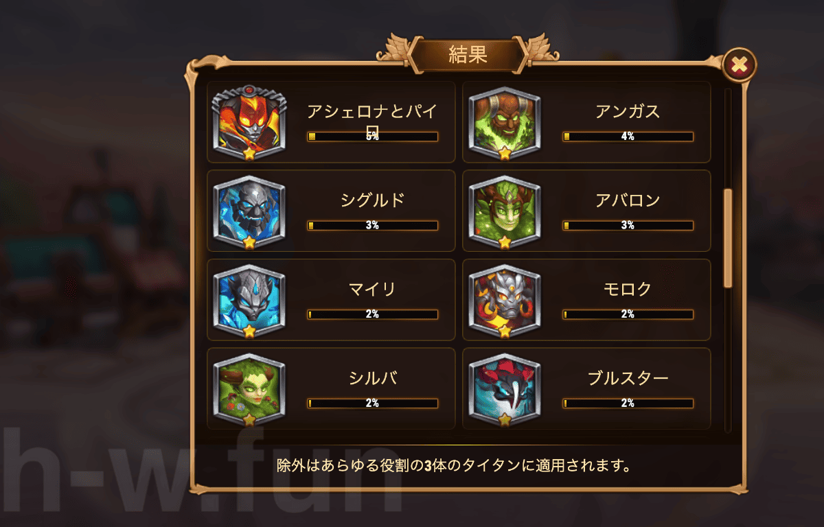 [Hero Wars攻略]宇宙バトル：タイタンエディション #5投票結果
