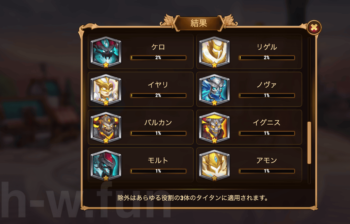 [Hero Wars攻略]宇宙バトル：タイタンエディション #5投票結果