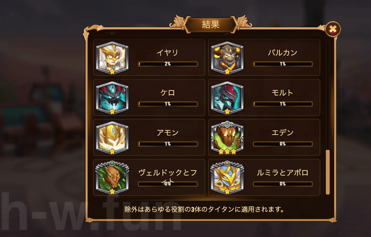 [Hero Wars攻略]宇宙バトル：タイタンエディション #6投票結果